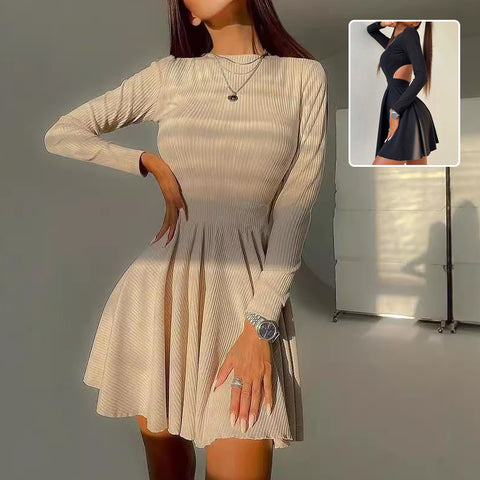 Long-sleeved Dress With Hollow Design Fashion