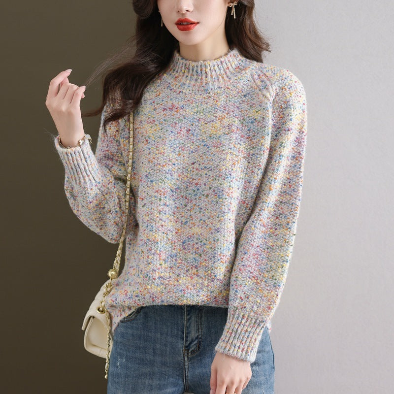 Women's Knitted Colorful Yarn Sweater