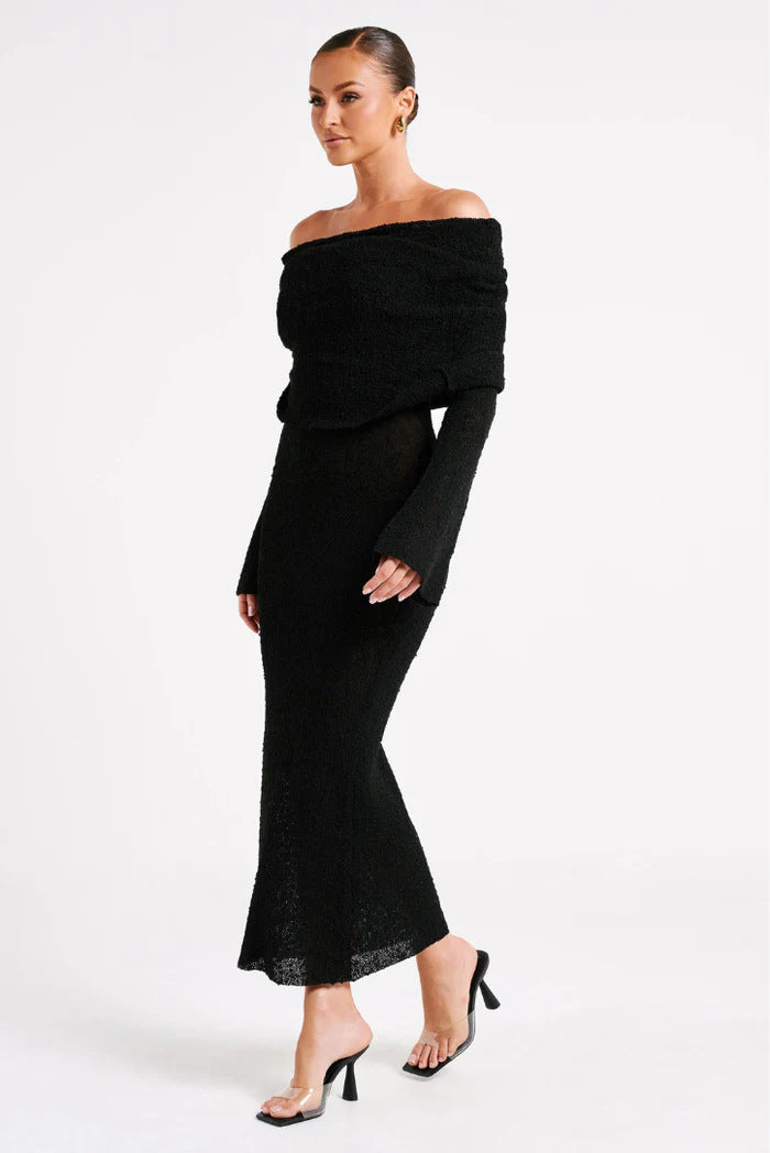 French-style One-shoulder Knitted Dress