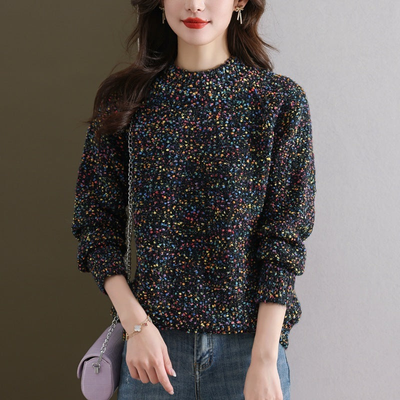 Women's Knitted Colorful Yarn Sweater