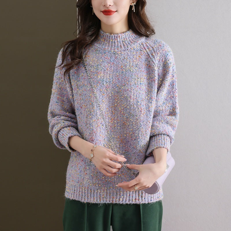 Women's Knitted Colorful Yarn Sweater