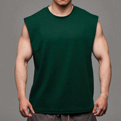 Men's Loose Vest Cotton Moisture Wicking Sports And Leisure Running Tops Solid Color