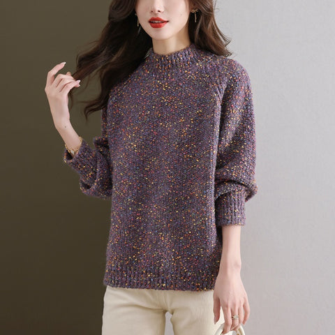 Women's Knitted Colorful Yarn Sweater