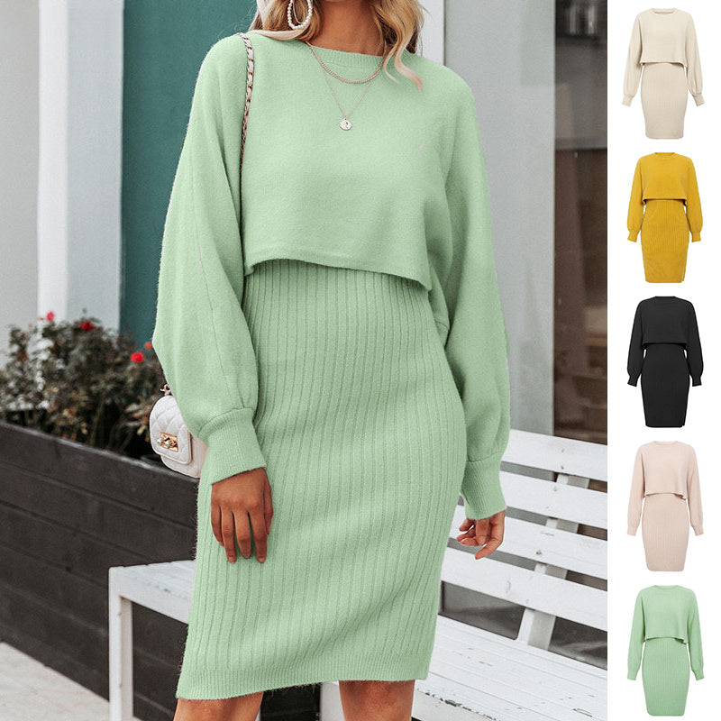 2pcs Pullover Lantern-sleeved Sweater for Women